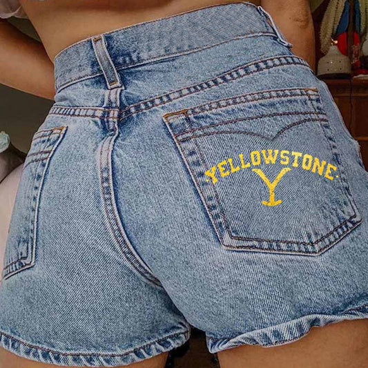 Women's Jean Jean Shorts With Ripped Holes Printed To Make Them Slimmer