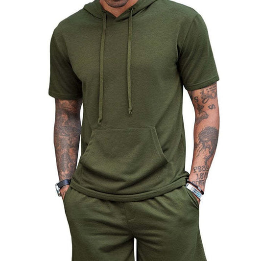 Men's Summer New Hooded T-shirt Sports Shorts Suit