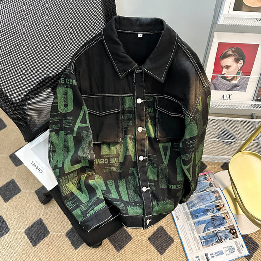 Printed Casual Long-sleeved Men's Jacket Idle Style Harajuku Style