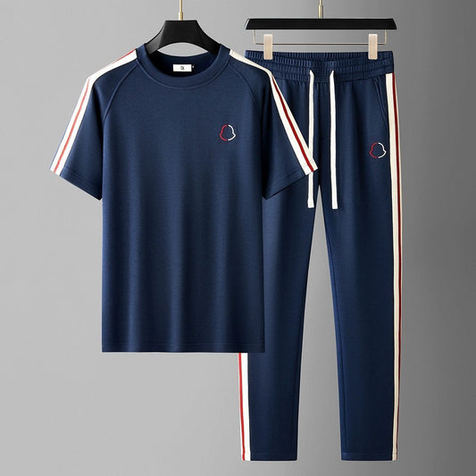 Short Sleeve Sports Set Men's Embroidery Straight